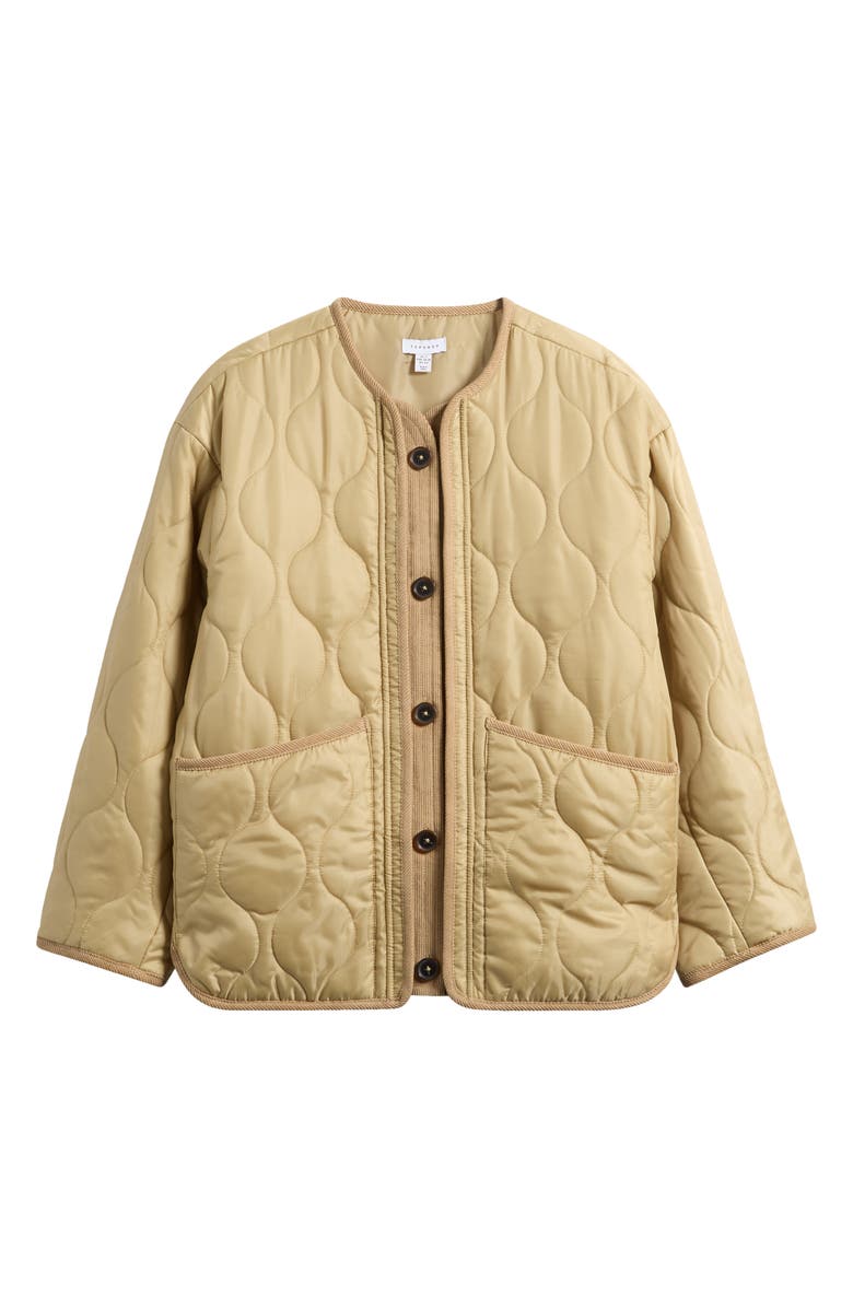 Topshop Double Layer Quilted Liner Jacket, Alternate, color, Beige