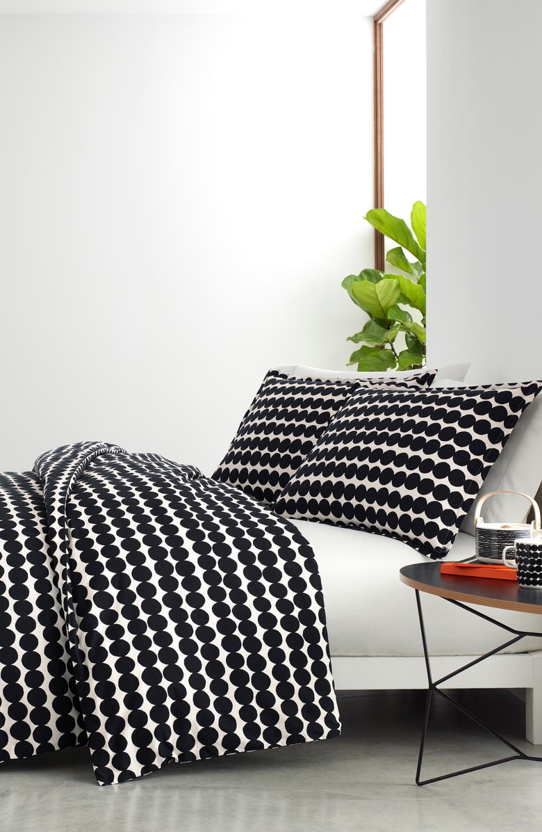 Marimekko Rasymatto Duvet Cover & Sham Set, Alternate, color, Black