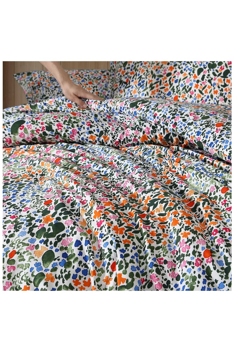 Rantaniitty Cotton Duvet Cover & Shams Set, Alternate, color, LIGHT / MEDIUM ORANGE