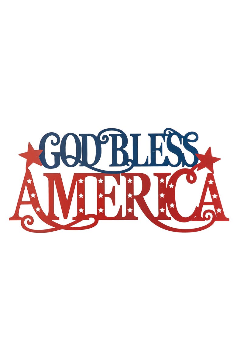 Glitzhome Patriotic Americana Metal GOD BLESS AMERICA Wall Decor, Main, color, 