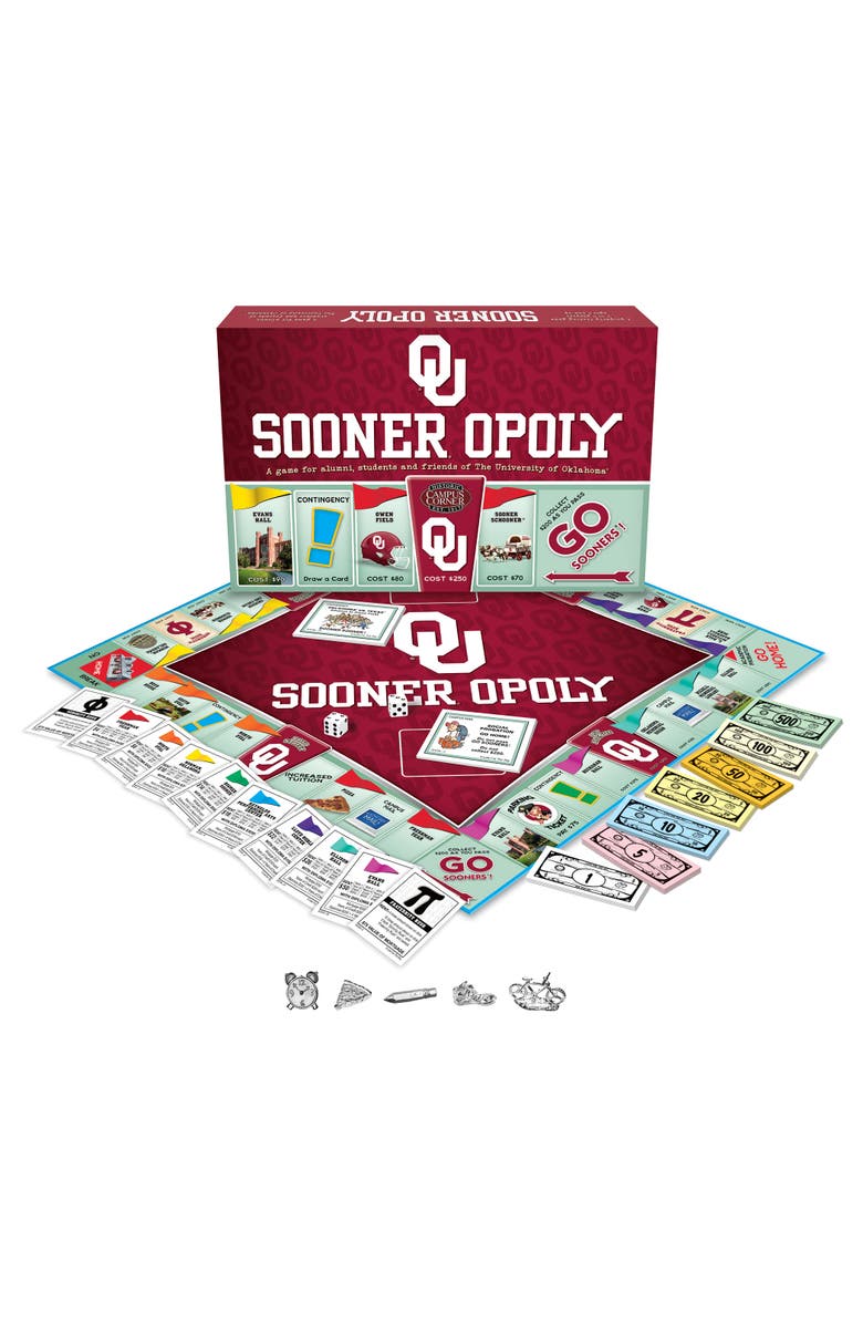 Late for the Sky University of Oklahoma Sooner-Opoly Monopoly Board Game, Main, color,