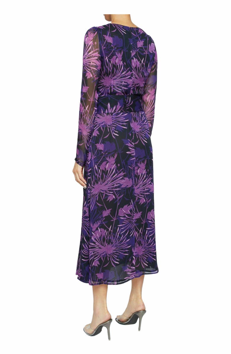 Santorelli PIPER Cowl Neck Dress in Abstract Floral Crinkled Georgette, Alternate, color, Cool Purple