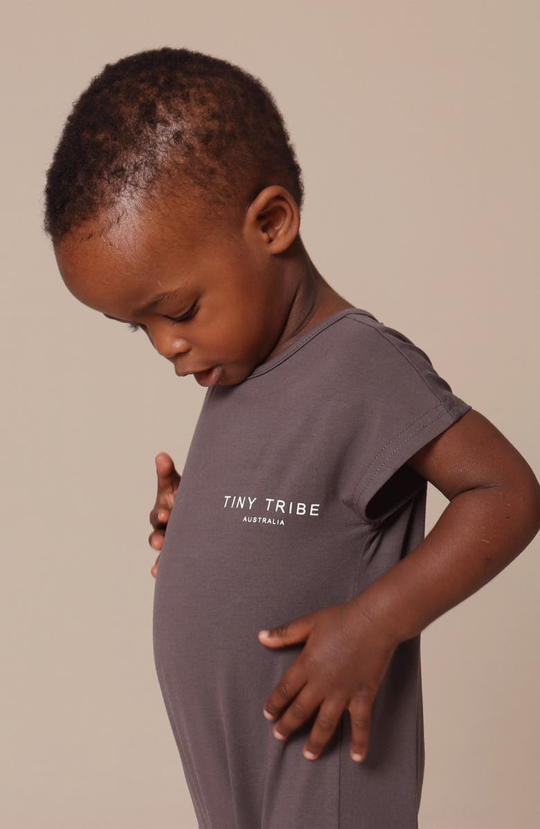 TINY TRIBE Core Cotton Jersey Romper, Alternate, color, Charcoal
