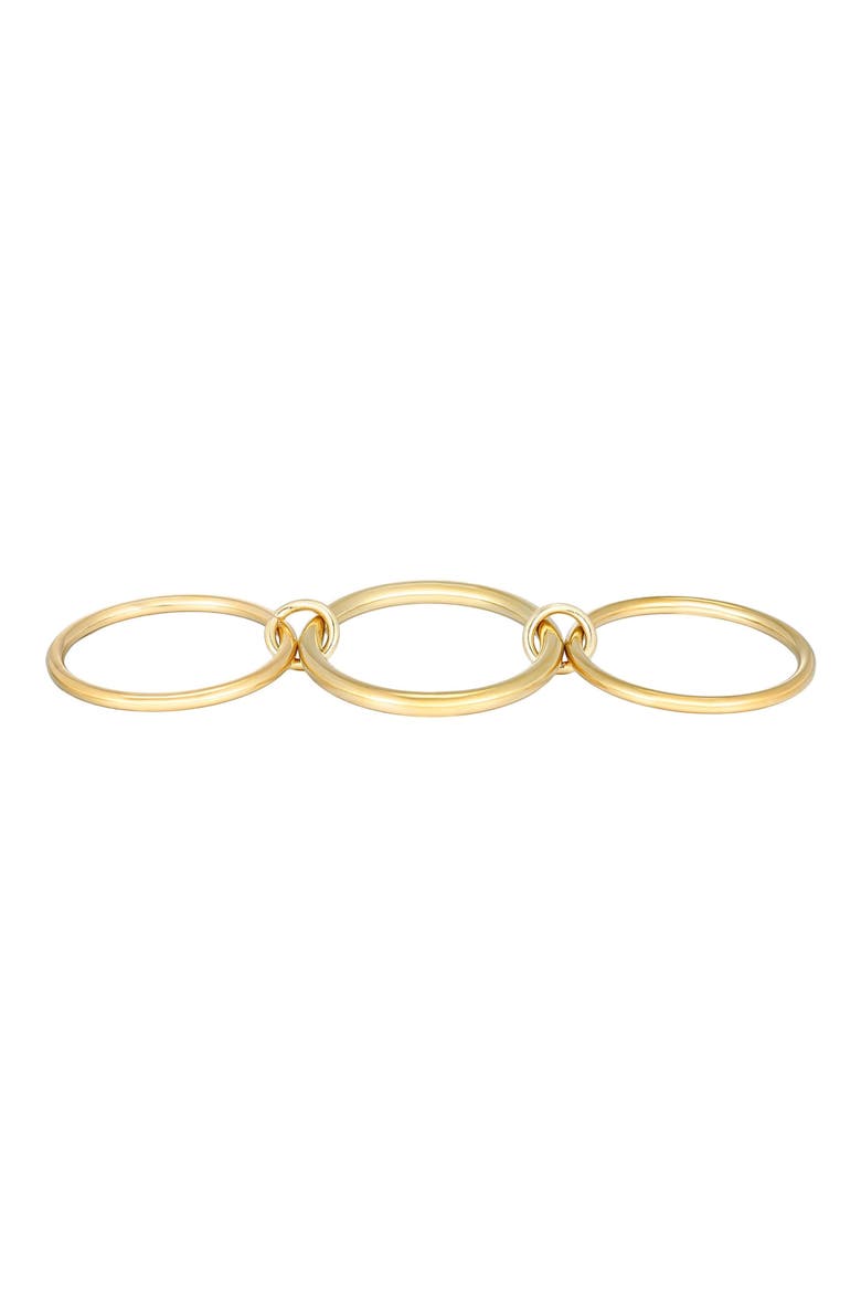 Set of 3 18K Gold Plated Linked Band Rings, Alternate, color, GOLD