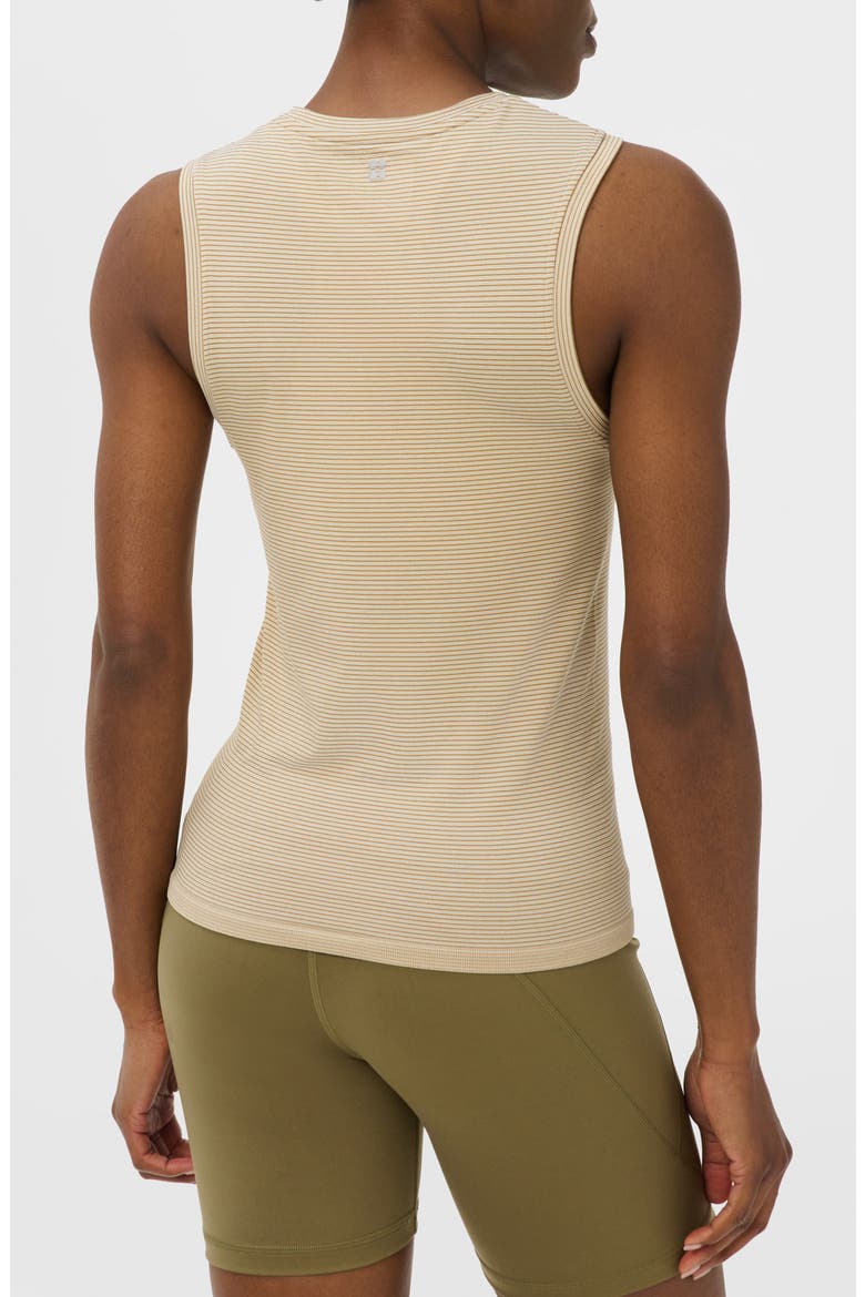 Athlete Mid Length Striped Performance Tank, Alternate, color, BEIGE DROP NEEDLE STRIPE