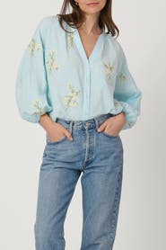 Shoshanna Floral Embroidered Cotton Fred Top