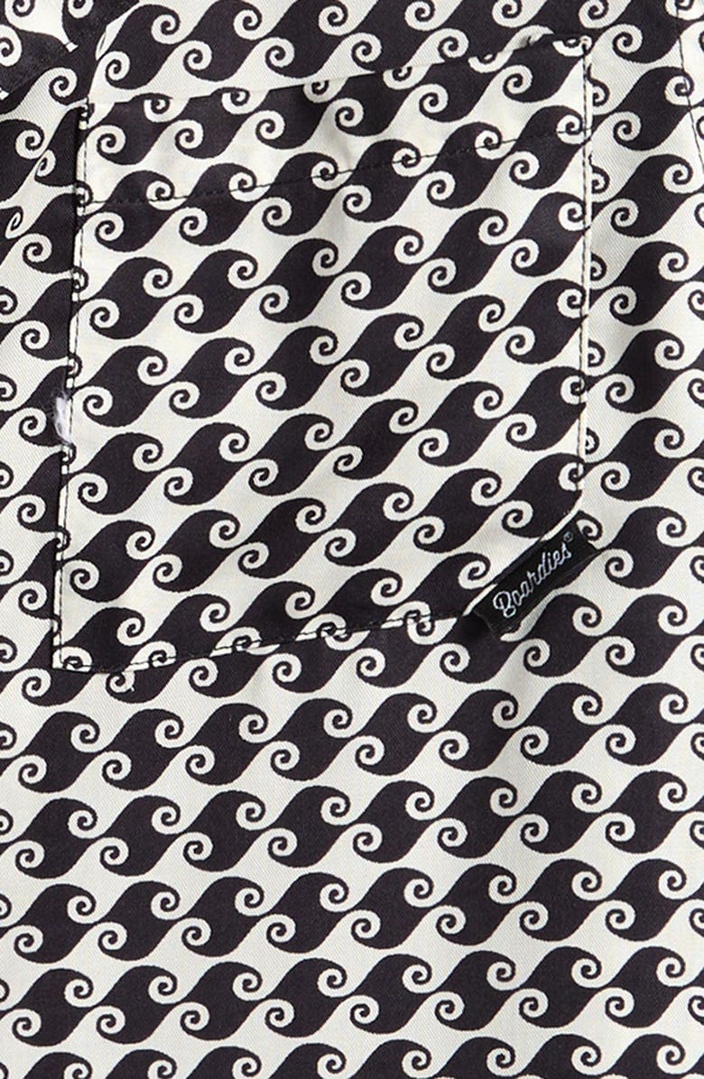 Boardies Kids' Sea Hound Print Short Sleeve Button-Up Shirt, Alternate, color, Black/ Cream