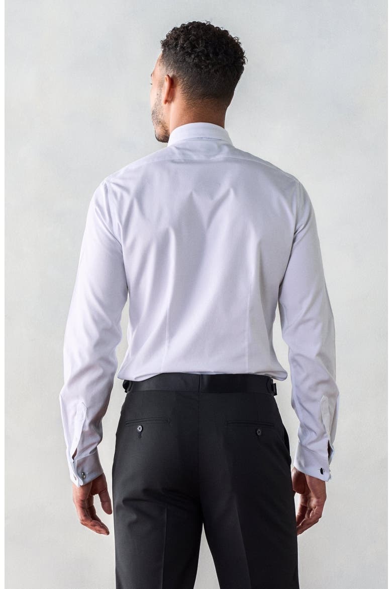 Slim Cotton Fly-Front Dress Shirt, Alternate, color, White