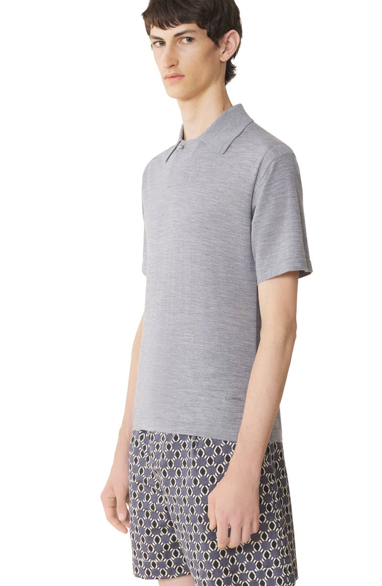 Lanvin Black Merino Wool Polo Shirt, Alternate, color, Light Grey