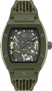 PHILIPP PLEIN The $keleton Ecoceramic Automatic Silicone Strap Watch