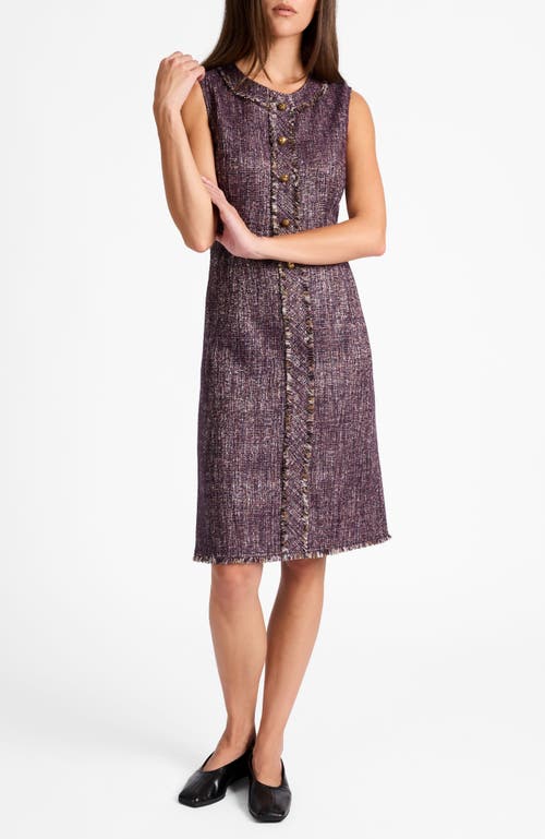 Santorelli Laura Sleeveless Sheath Dress In Lightweight Tweed In Multi