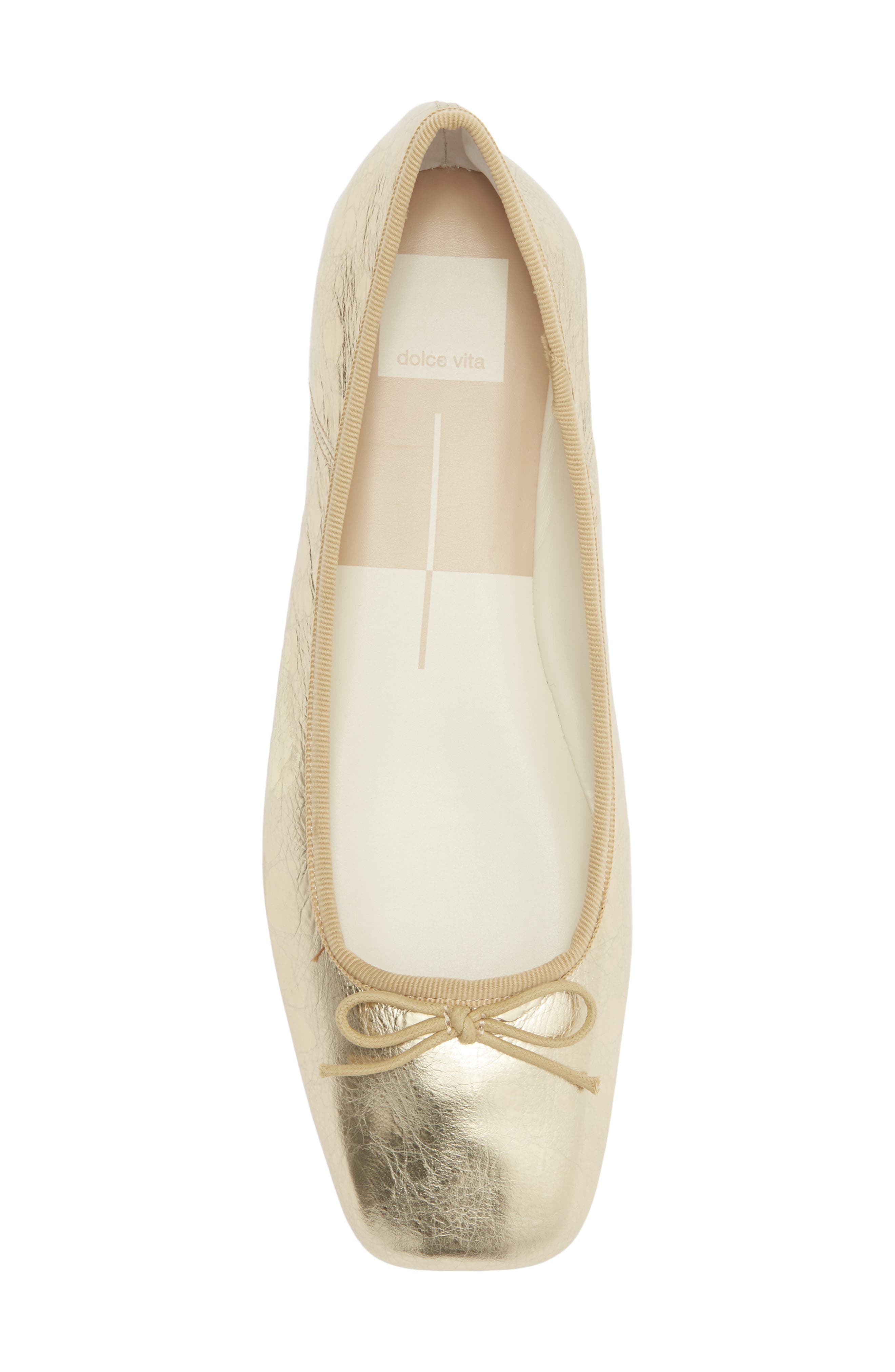 Dolce Vita Anisa Square Toe Flat, Alternate, color, Gold Distressed