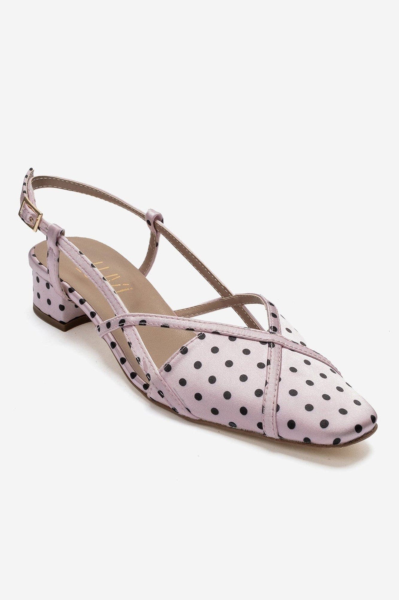 Olena Block Heel Slingback Pump, Alternate, color, Pink Black Polka Dot