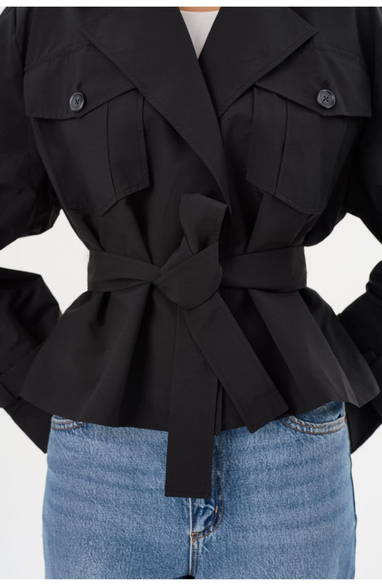 LAMARQUE Quinn | Cropped Trench Coat, Alternate, color, Black