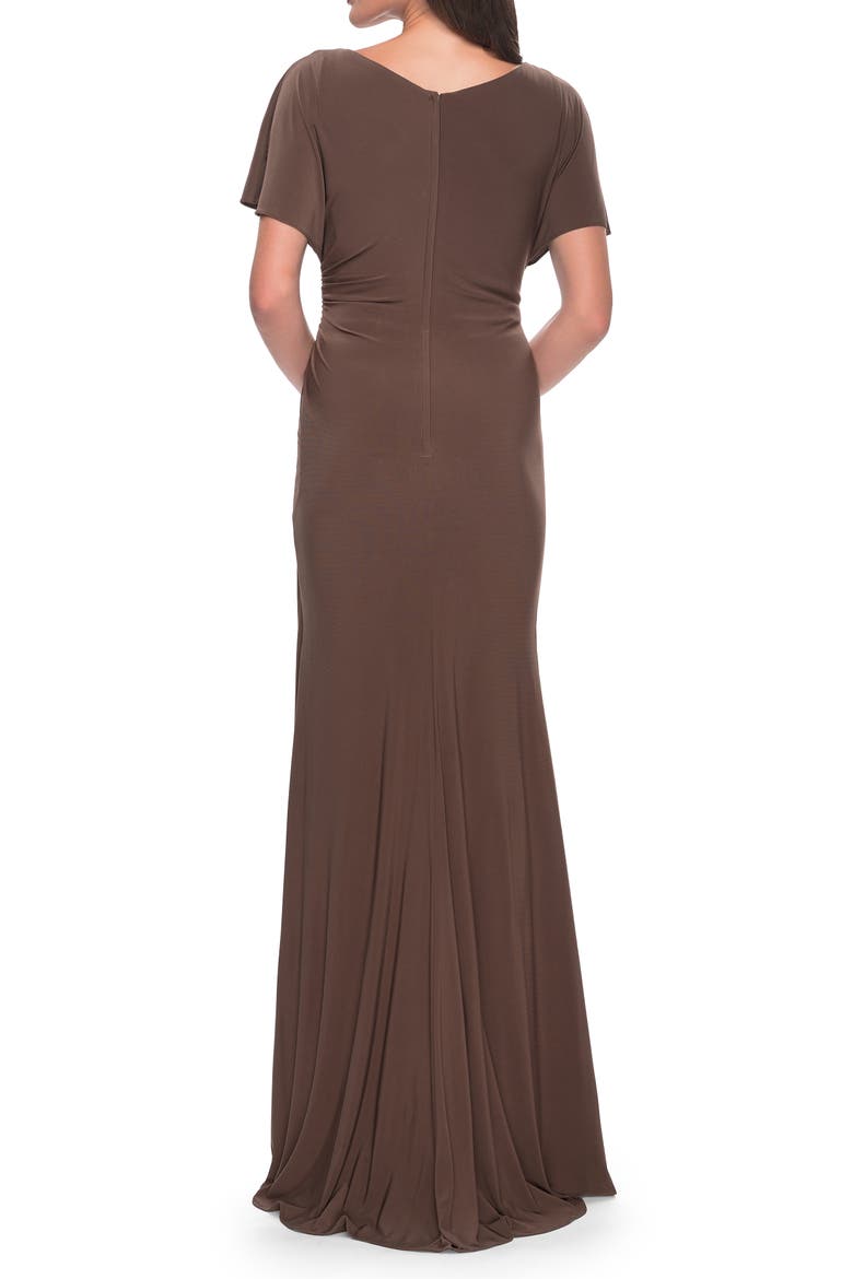 Chic Jersey Dress with V Neck and Loose Sleeves, Alternate, color, Cocoa