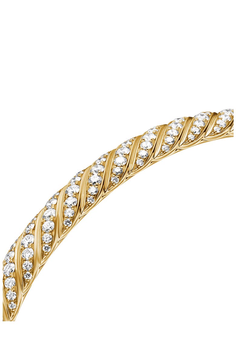 Sculpted Cable Bangle Bracelet in 18K Yellow Gold with Diamonds, 6.2mm, Alternate, color, 18K YELLOW GOLD/ DIAMOND