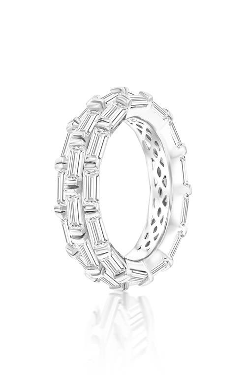 Suzy Levian Baguette Cubic Zirconia Triple Row Eternity Band Ring