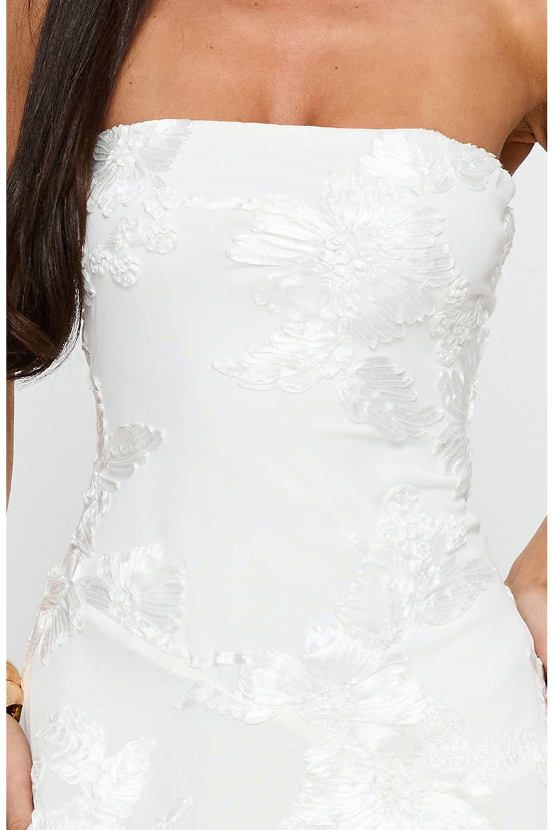 Meadow of Dreams Floral Burnout Strapless Minidress, Alternate, color, WHITE FLORAL BURNOUT