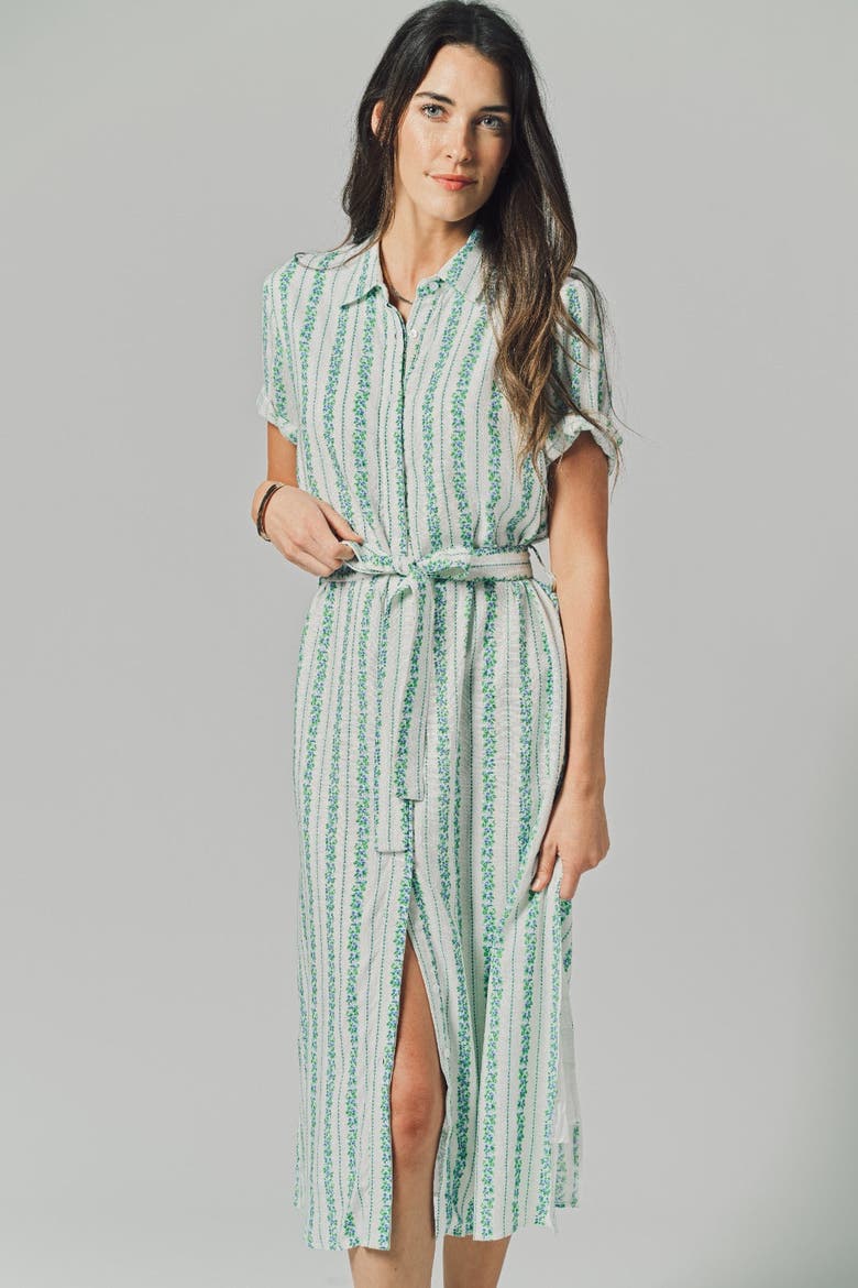 The Short Sleeve Kara Dress, Alternate, color, Blue Floral Stripe