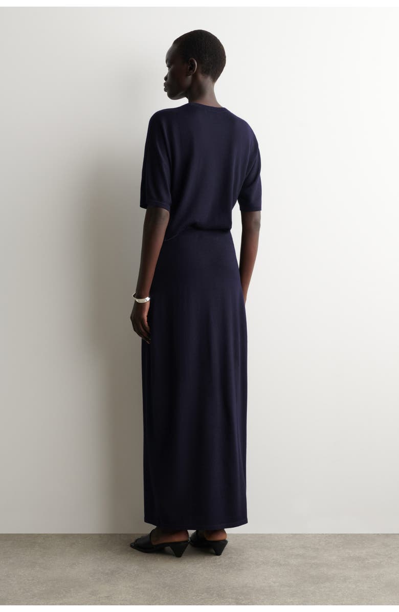 COS Rounded Merino Wool Midi Skirt, Alternate, color, Navy