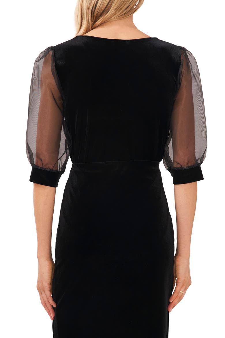 Puff Sleeve Velour Top, Alternate, color, RICH BLACK