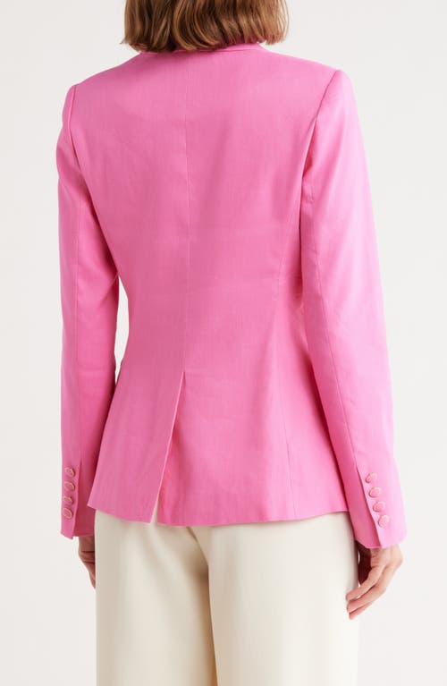 Milly Solid Peak Lapel Linen Blend Blazer In Pink
