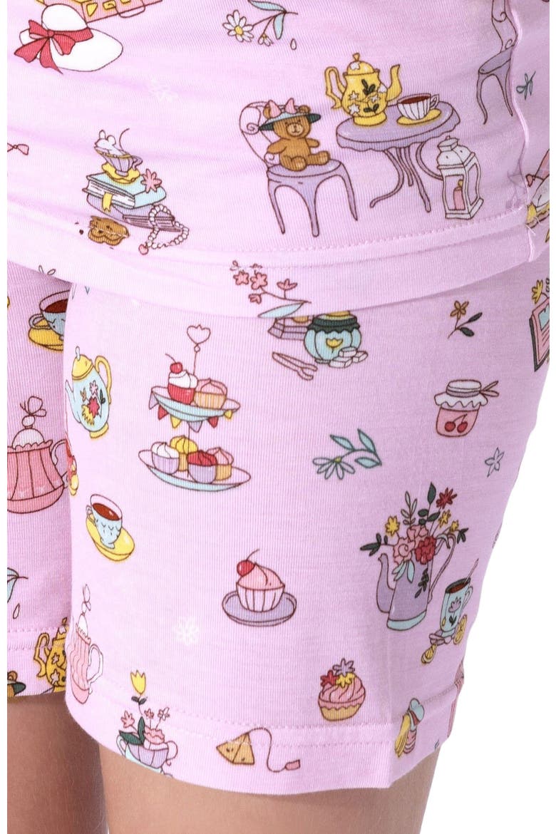 Tea Party Kids 2-Piece Short Sleeve & Shorts Pajama Set, Alternate, color, Tea Party