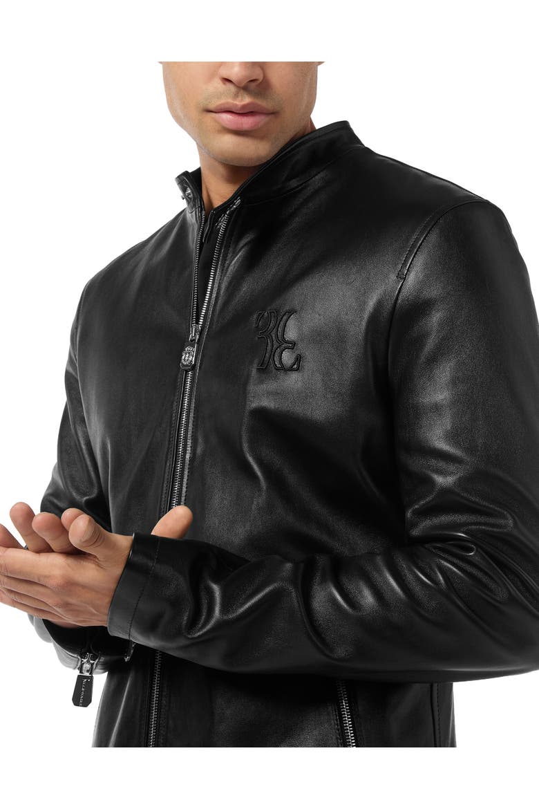 Nappa Leather Moto Jacket Men, Alternate, color, black