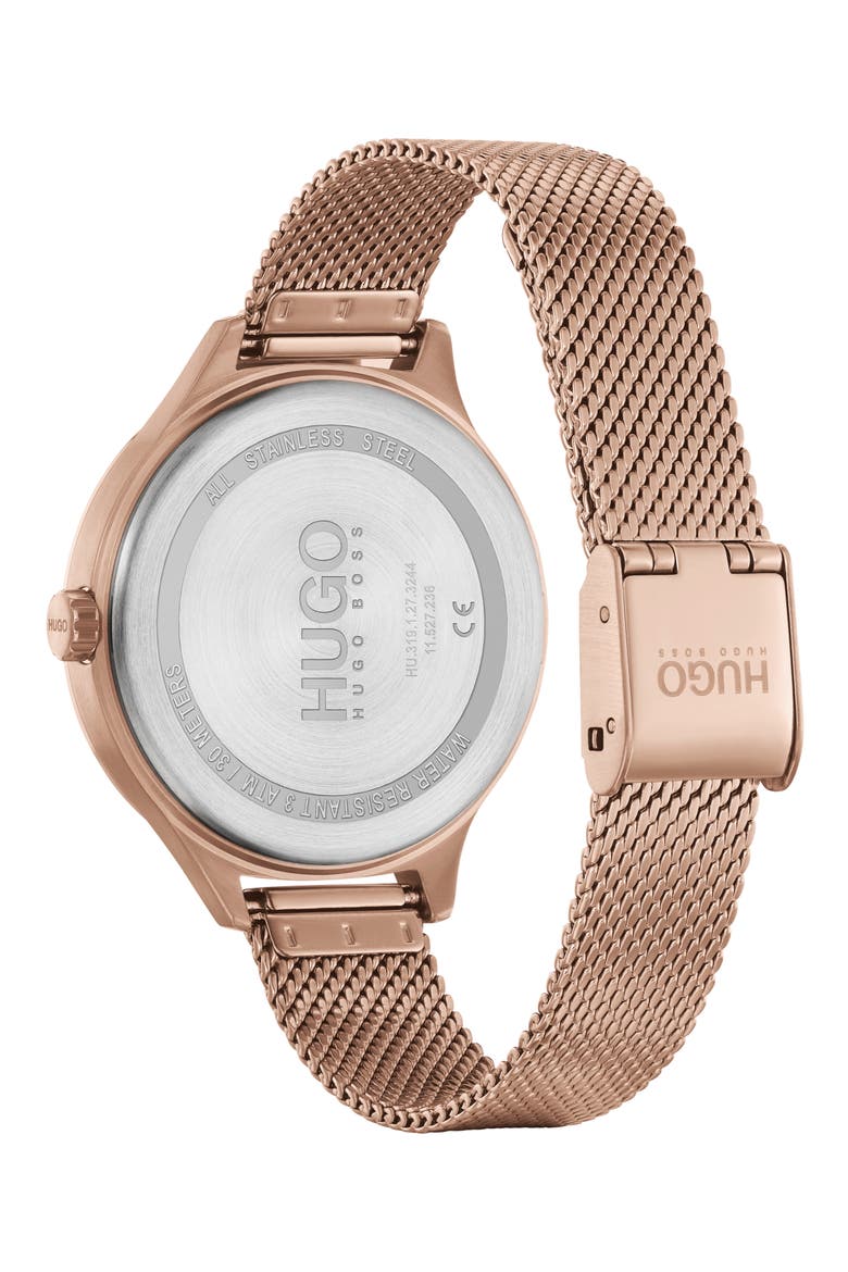 Smash Mesh Strap Watch, 36mm, Alternate, color, CARNATION GOLD / GREY