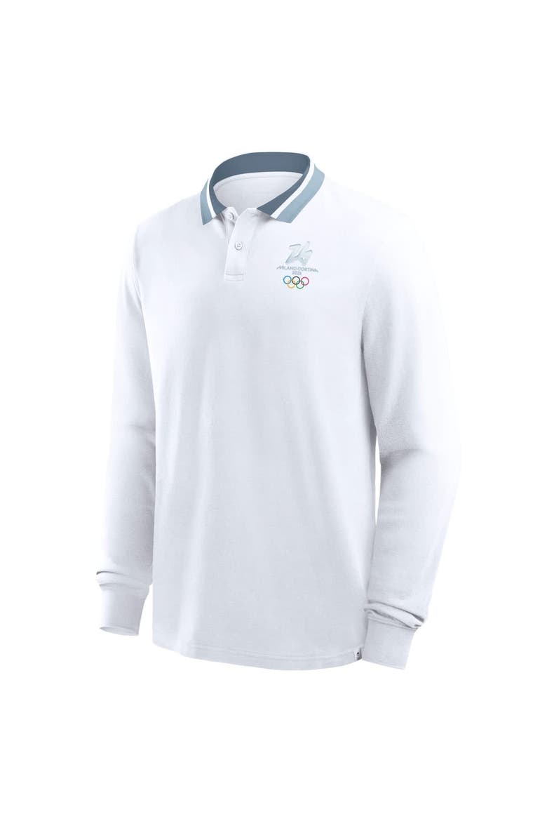 Men's Fanatics White Milano Cortina 2026 Winter Olympics Tipped Long Sleeve Polo, Alternate, color, White