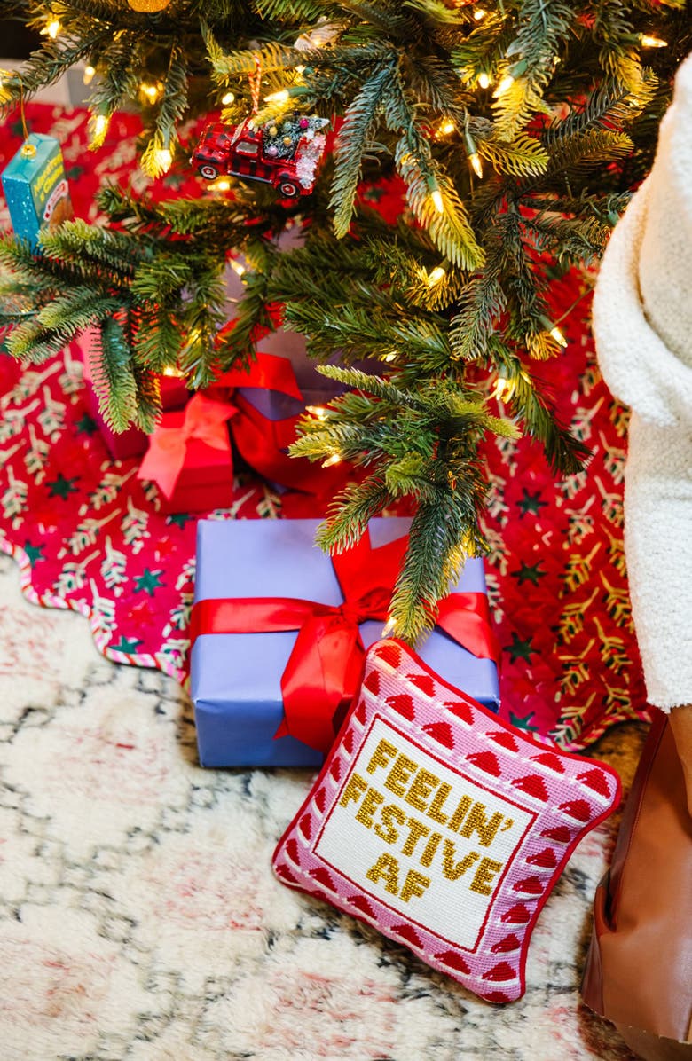 Furbish Festive AF Needlepoint Pillow, Alternate, color, 