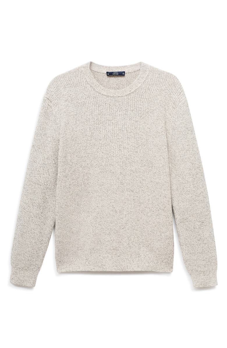 MANGO Marled Cotton Crewneck Sweater, Alternate, color, Off White