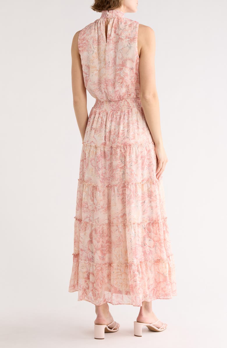 Halogen<sup>®</sup> High Neck Tiered Maxi Dress, Alternate, color, Pink Multi