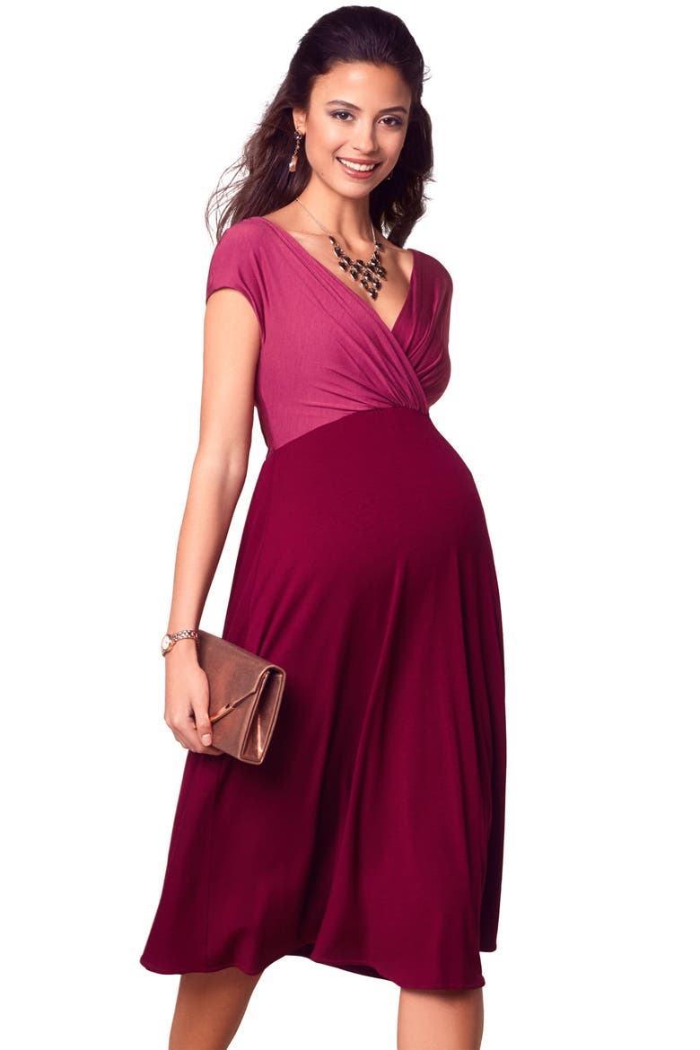 Alessandra Maternity Dress, Alternate, color, ROSEY RED