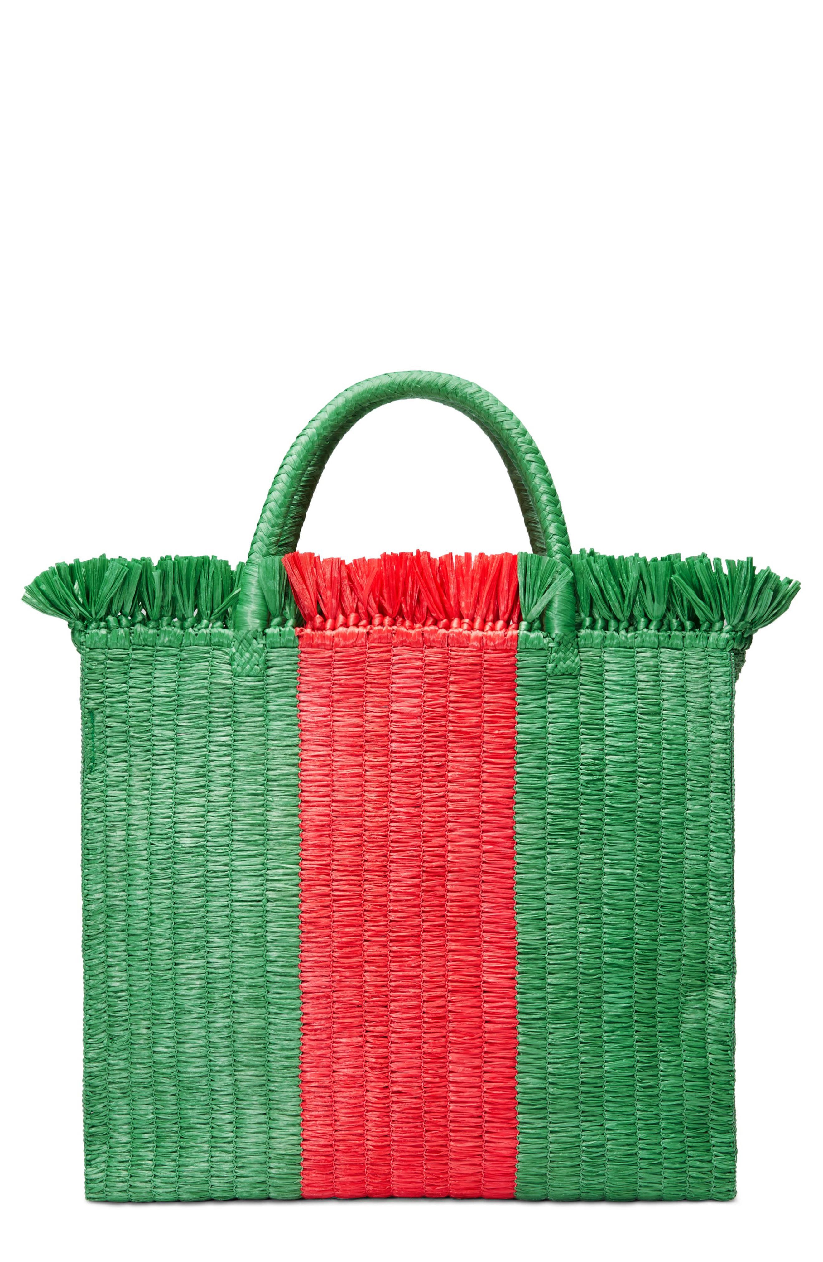 Gucci Web Woven Straw Tote, Main, color, 