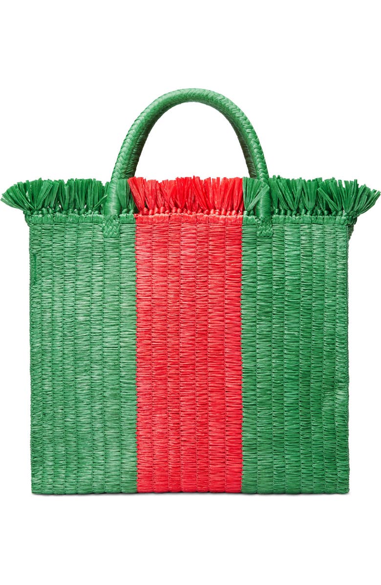 Gucci Web Woven Straw Tote, Main, color,
