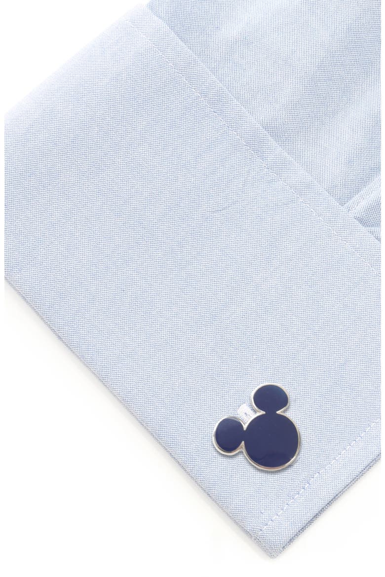 Mickey Mouse Silhouette Cuff Links, Alternate, color, BLUE