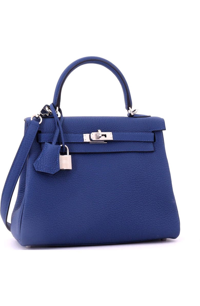 Pre-Owned Hermes Kelly Handbag Blue Togo with Palladium Hardware 25, Alternate, color, Bleu Tie