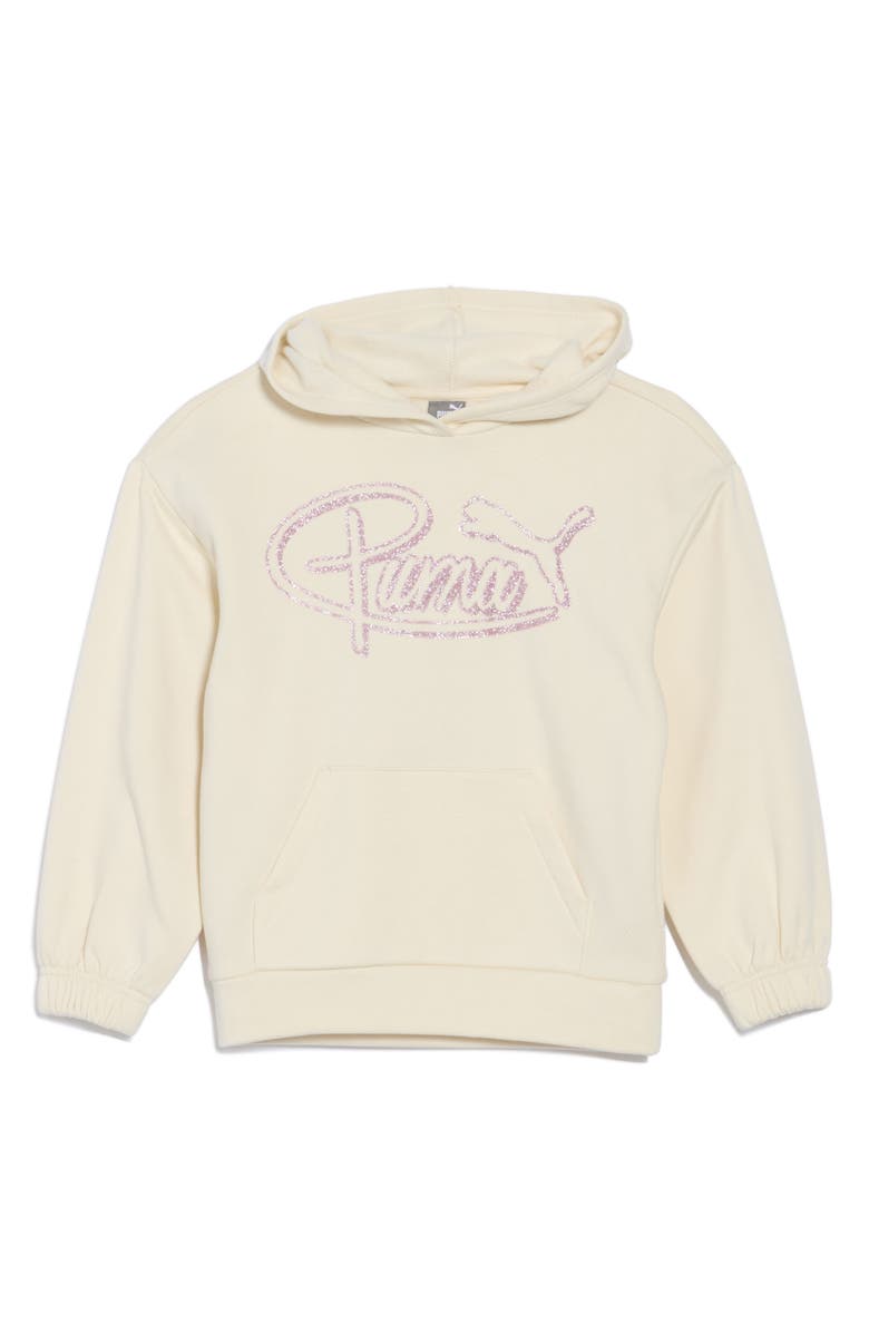 PUMA Vibe Graphic Fleece Hoodie, Main, color, Tan Combo