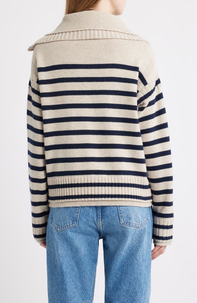 rag & bone Ilaria Stripe Half Zip Wool Pullover, Alternate, color, Oat