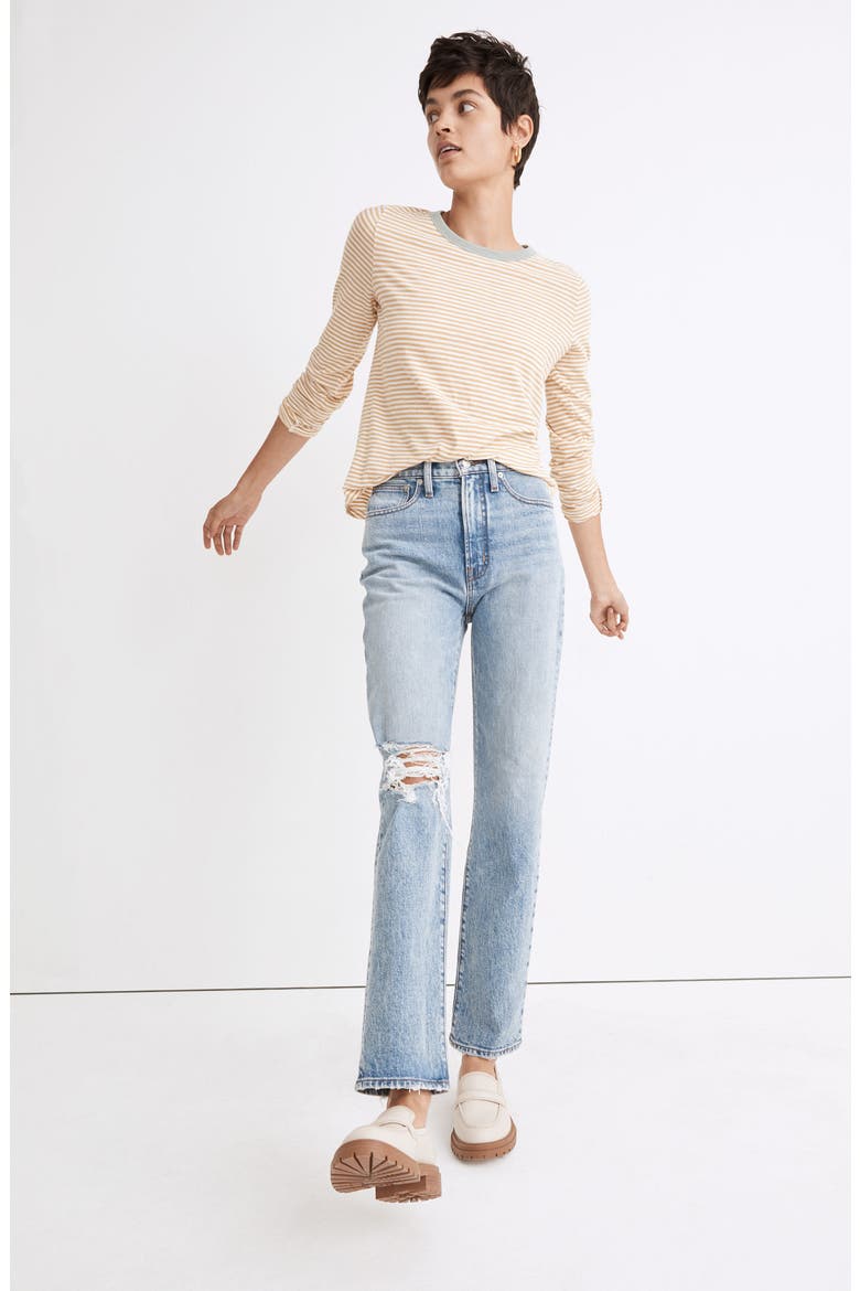 Straight Leg Stretch Cotton Jeans, Alternate, color, KINGSBURY WASH