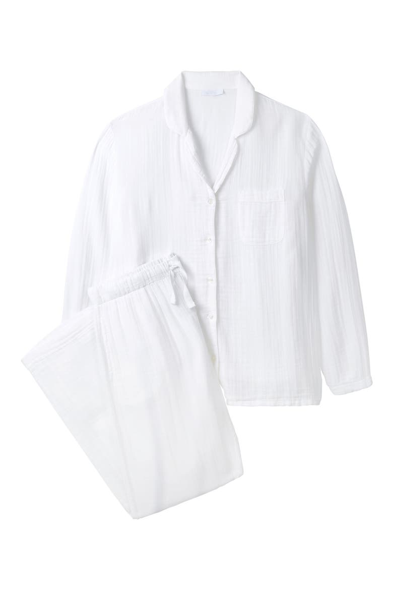 Double Cotton Pajamas, Alternate, color, WHITE