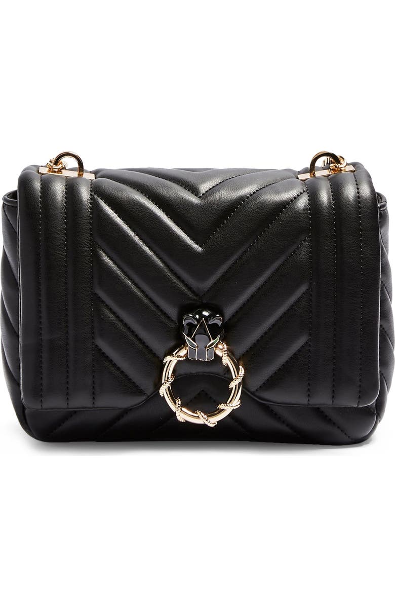 Topshop Carl Panther Faux Leather Shoulder Bag, Main, color,