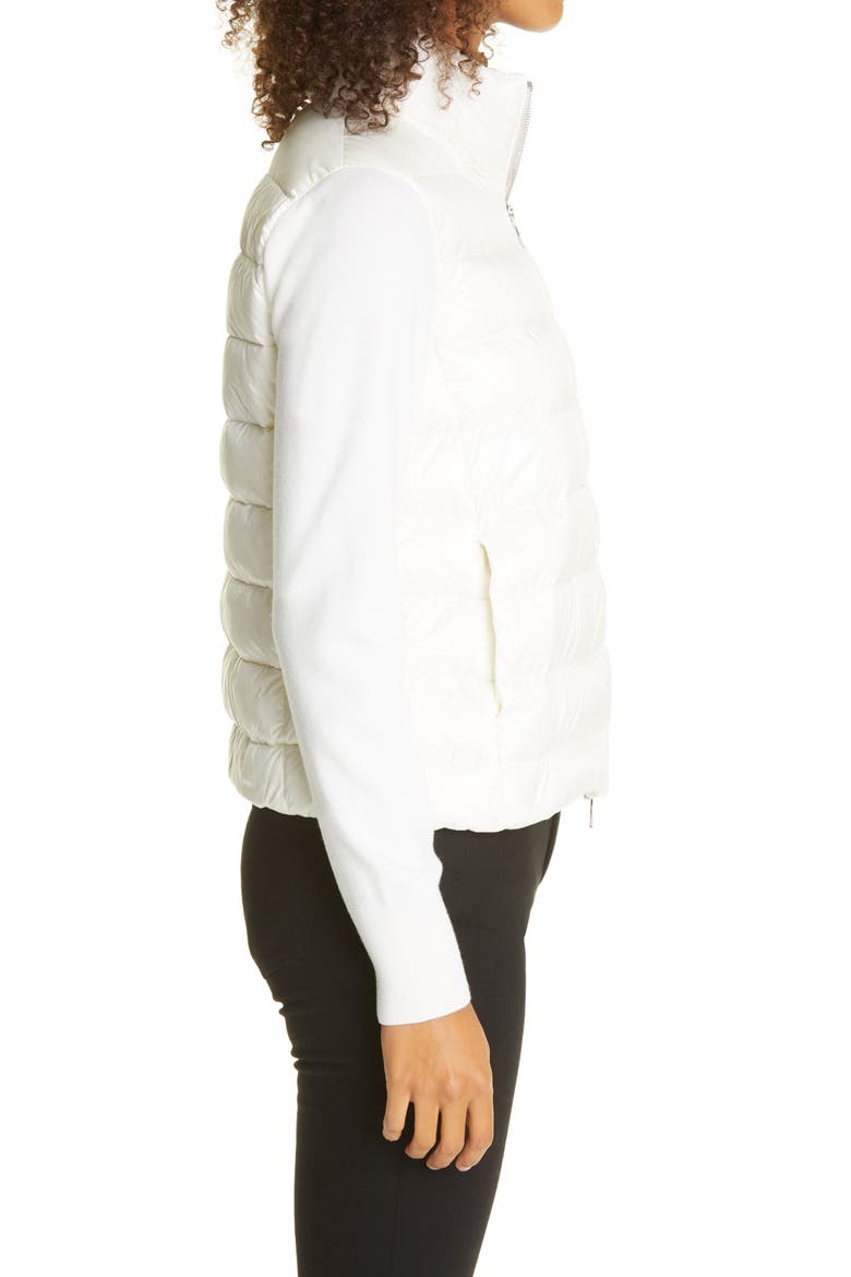 Quilted Down & Wool Short Cardigan, Alternate, color, WHITE