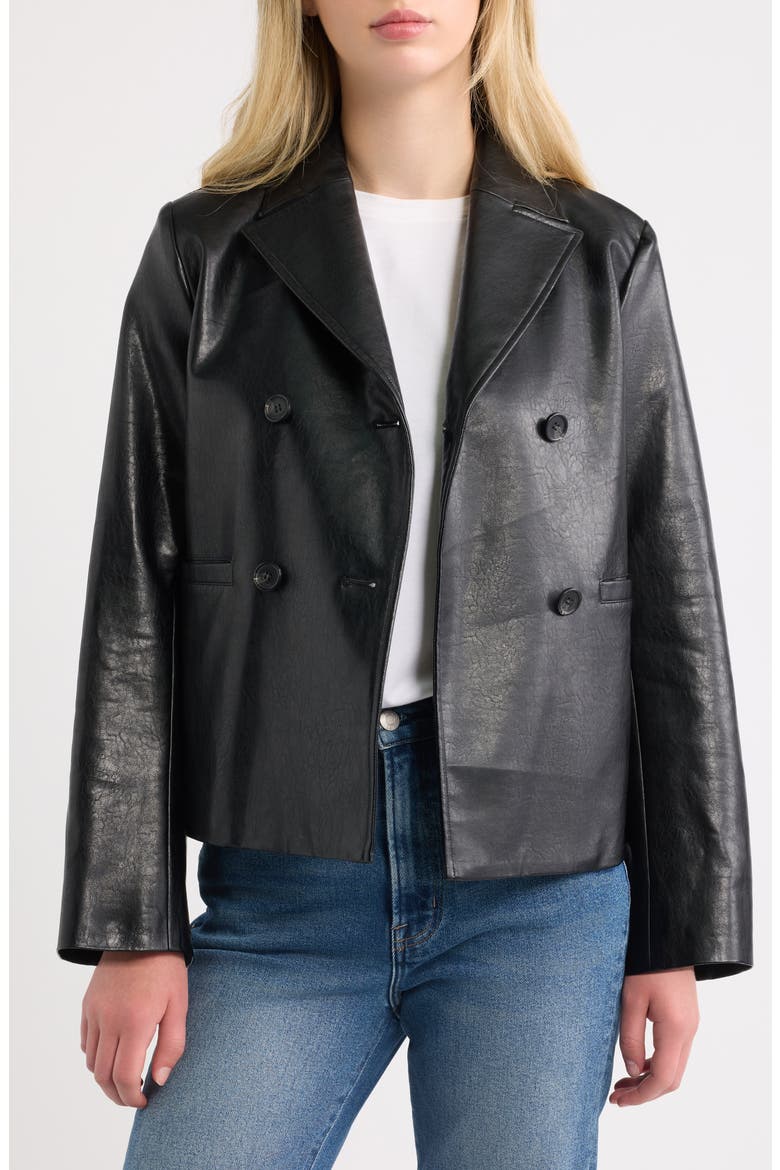 Finley Faux Leather Coat, Alternate, color, BLACK