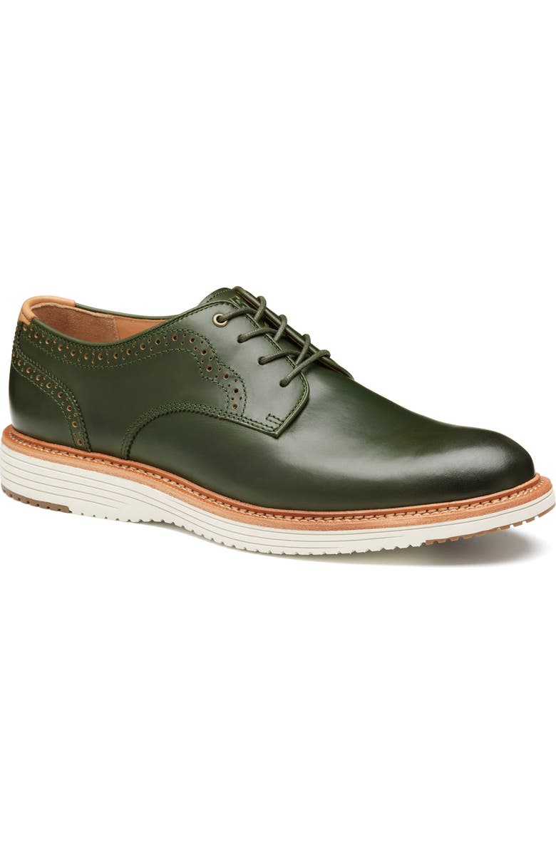 Johnston & Murphy Upton 175th Plain Toe Derby, Main, color, Olive Oiled Full Grain