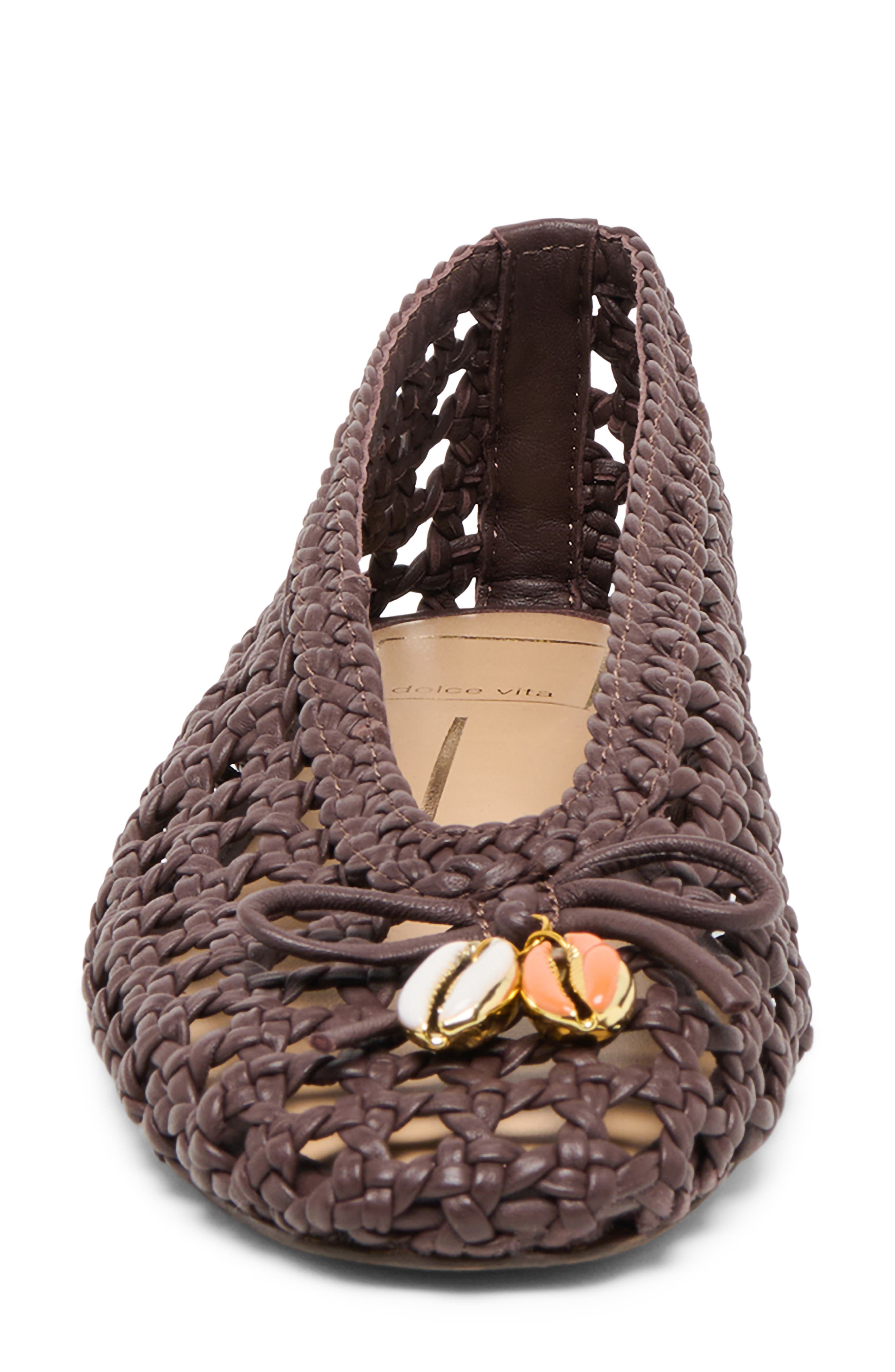 Dolce Vita Cason Woven Ballet Flat, Alternate, color, Dark Brown Woven Leather