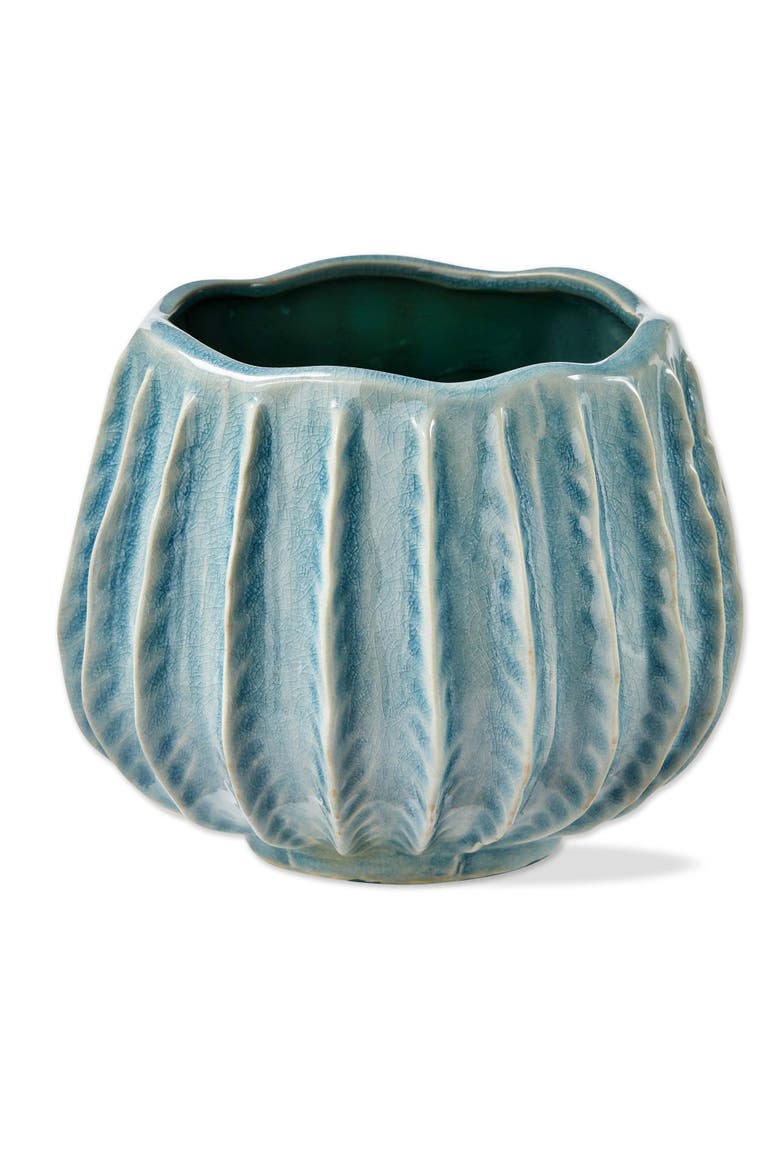 Cala Large Light Blue Ceramic Planter for Summer Decor, Main, color, Blue