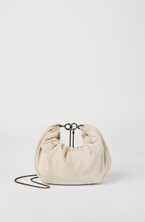 Shop Brunello Cucinelli Suede Brioche Hobo Bag In Ivory