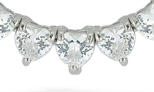 Chloe & Madison Chloe And Madison Cubic Zirconia Heart Tennis Necklace In Silver